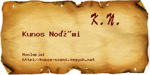Kunos Noémi névjegykártya