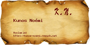 Kunos Noémi névjegykártya